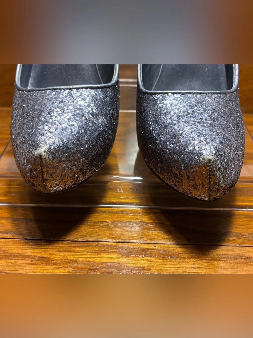 Michael Silver Glitter Platform Pumps Size 8.5